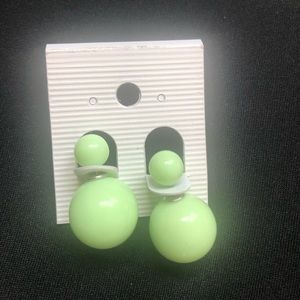 Lime green globe jacket earrings